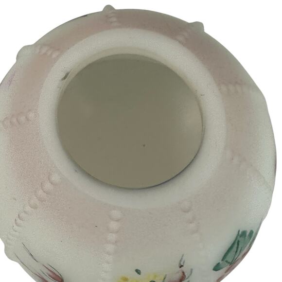 Fenton Fairy Lamp Burmese Rose Garden Y2K Satin Glass Signed 95th Anniversary - Picture 7 of 9